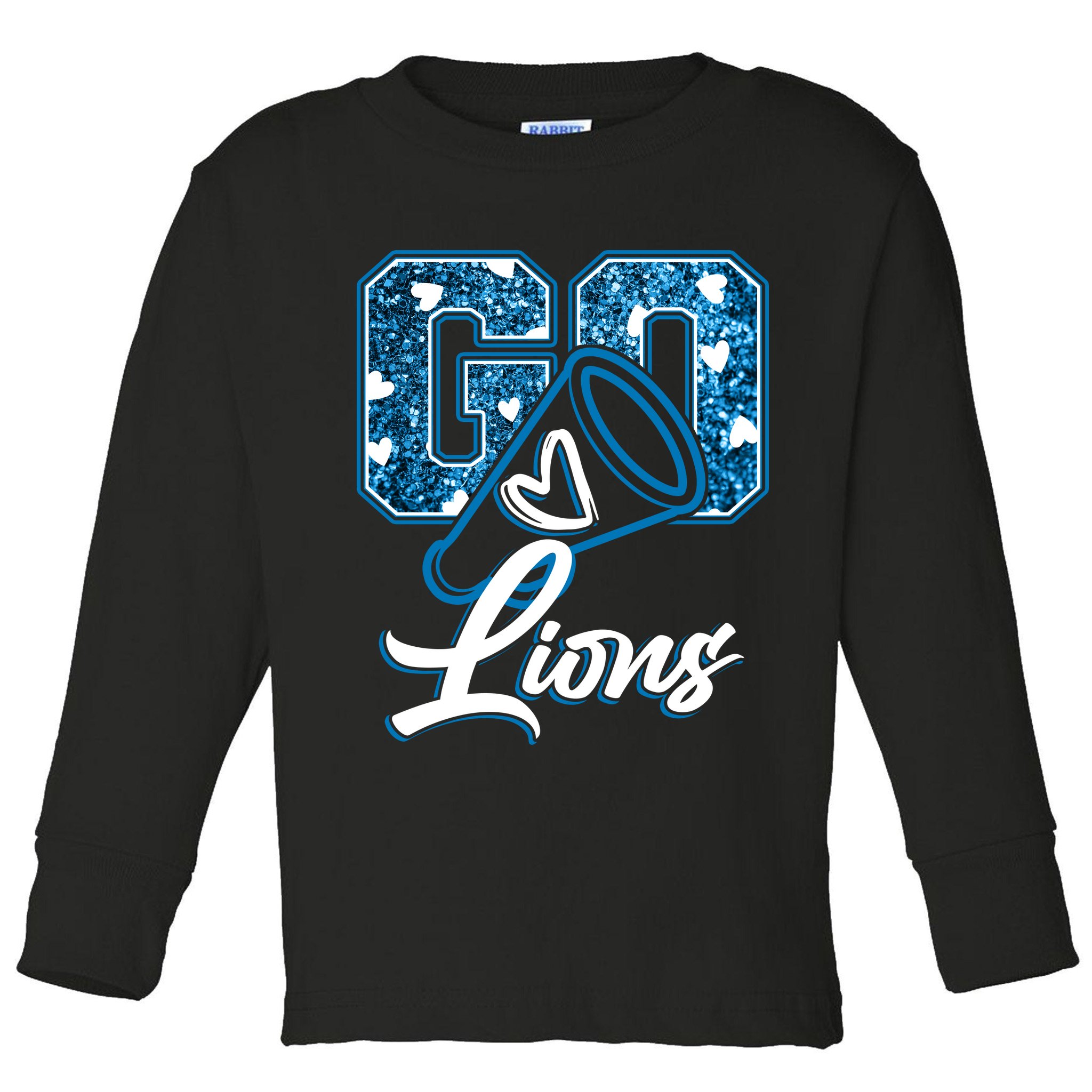 Cute Go Lions Cheer Megaphone Football Fan Toddler Long Sleeve Shirt
