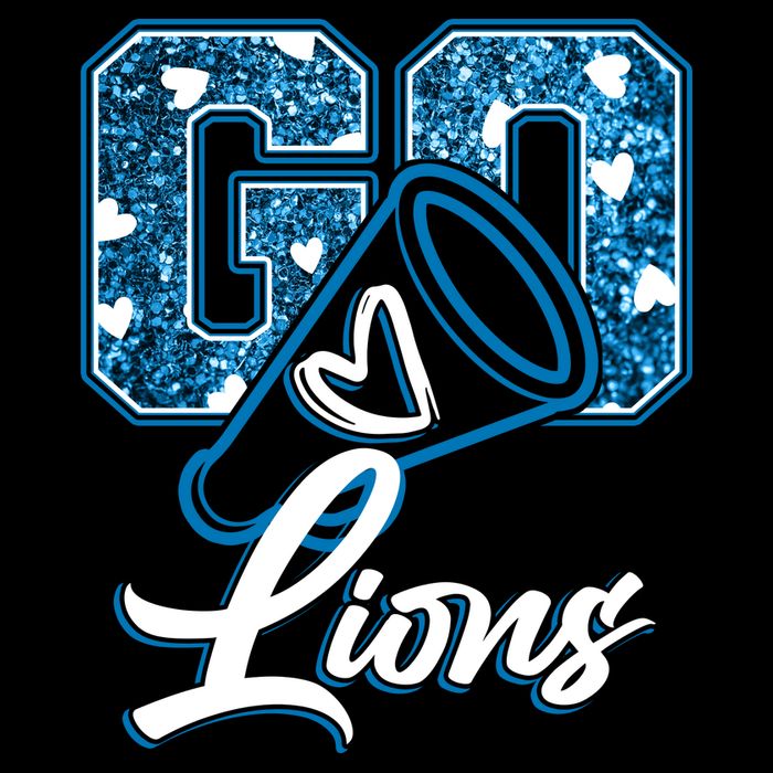 Cute Go Lions Cheer Megaphone Football Fan Cropped Pullover Crew