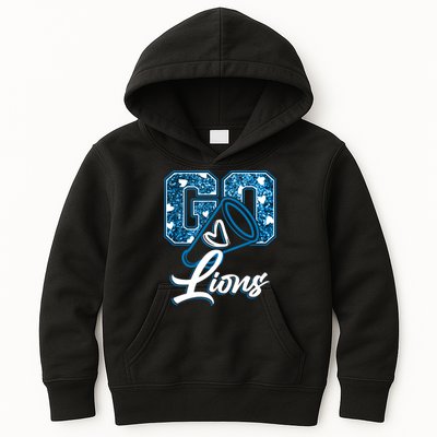 Cute Go Lions Cheer Megaphone Football Fan Kids Hoodie