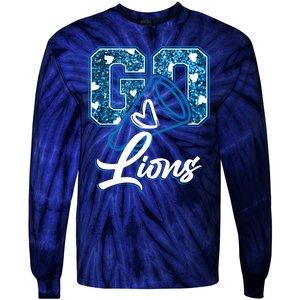 Cute Go Lions Cheer Megaphone Football Fan Tie-Dye Long Sleeve Shirt