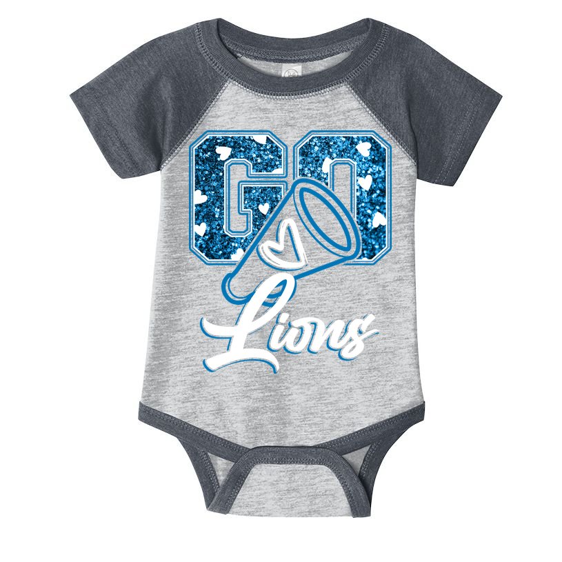 Cute Go Lions Cheer Megaphone Football Fan Infant Baby Jersey Bodysuit