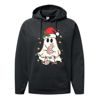 Cute Ghost Lights Tree Cake Merry Christmas Funny Xmas Performance Fleece Hoodie