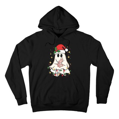 Cute Ghost Lights Tree Cake Merry Christmas Funny Xmas Hoodie