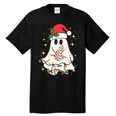 Cute Ghost Lights Tree Cake Merry Christmas Funny Xmas Tall T-Shirt