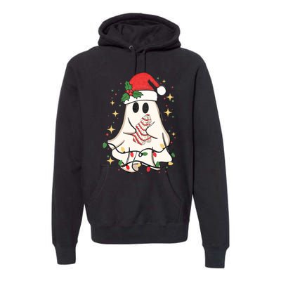 Cute Ghost Lights Tree Cake Merry Christmas Funny Xmas Premium Hoodie