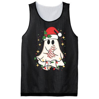 Cute Ghost Lights Tree Cake Merry Christmas Funny Xmas Mesh Reversible Basketball Jersey Tank