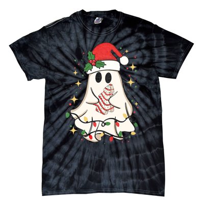 Cute Ghost Lights Tree Cake Merry Christmas Funny Xmas Tie-Dye T-Shirt