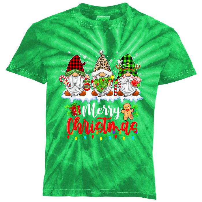 Cute Gnomes Light Family Gnome Xmas Matching Merry Christmas Gift Kids Tie-Dye T-Shirt