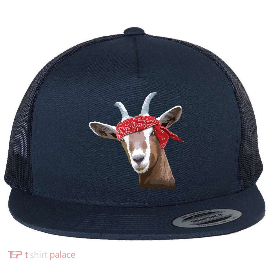 Cute Goat Lover Art For Women Girl Farm Animal Lover Flat Bill Trucker Hat