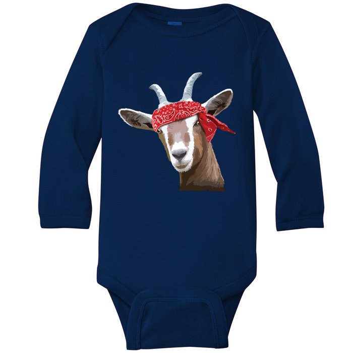 Cute Goat Lover Art For Women Girl Farm Animal Lover Baby Long Sleeve Bodysuit