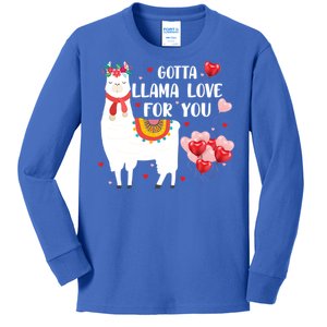 Cute Gotta Llama Love For You Hearts Happy Valentine's Day Cool Gift Kids Long Sleeve Shirt