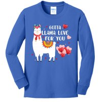 Cute Gotta Llama Love For You Hearts Happy Valentine's Day Cool Gift Kids Long Sleeve Shirt