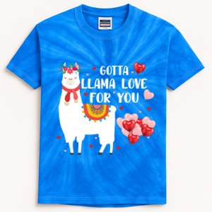 Cute Gotta Llama Love For You Hearts Happy Valentine's Day Cool Gift Kids Tie-Dye T-Shirt