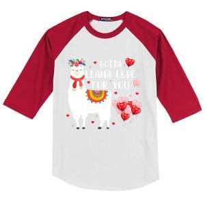 Cute Gotta Llama Love For You Hearts Happy Valentine's Day Cool Gift Kids Colorblock Raglan Jersey