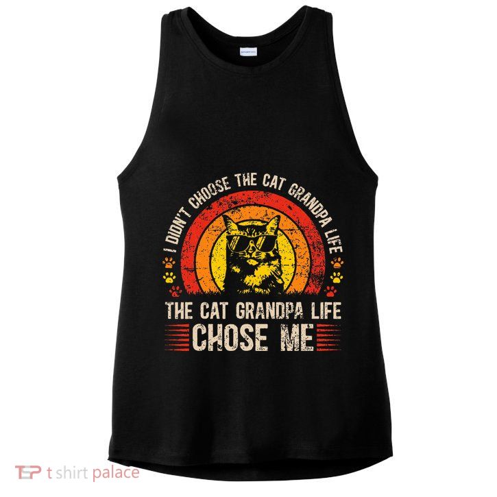 Cat Grandpa Life Cat Lover Grandpa Cat Grandfather Ladies PosiCharge Tri-Blend Wicking Tank