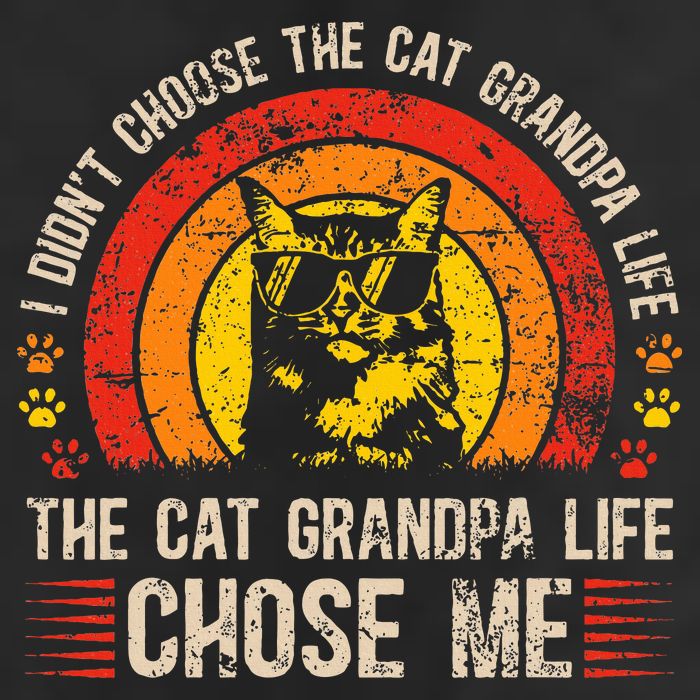 Cat Grandpa Life Cat Lover Grandpa Cat Grandfather 7 Panel Mesh Trucker Snapback Hat