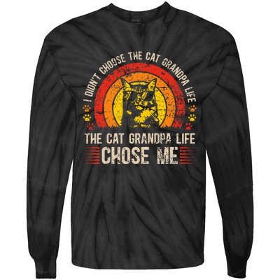 Cat Grandpa Life Cat Lover Grandpa Cat Grandfather Tie-Dye Long Sleeve Shirt