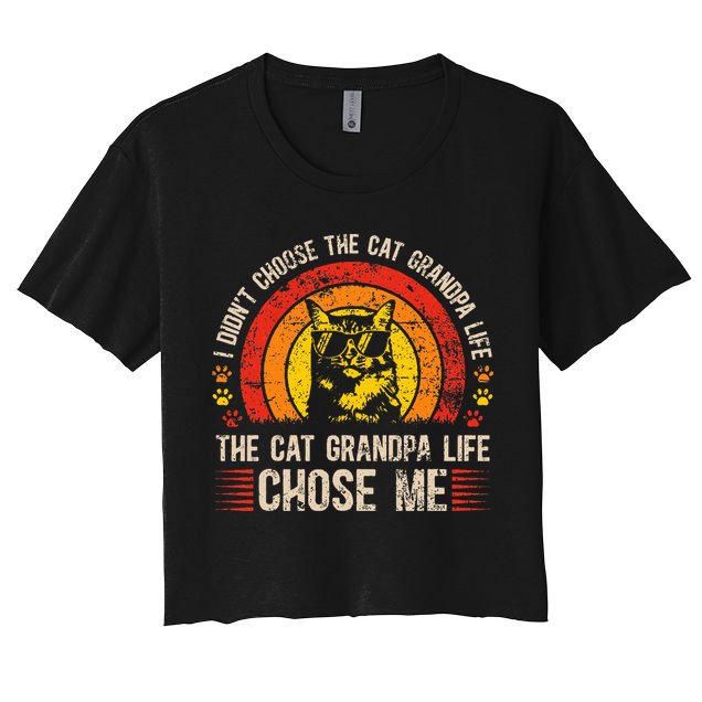 Cat Grandpa Life Cat Lover Grandpa Cat Grandfather Women's Crop Top Tee