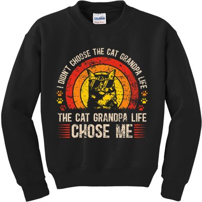 Cat Grandpa Life Cat Lover Grandpa Cat Grandfather Kids Sweatshirt