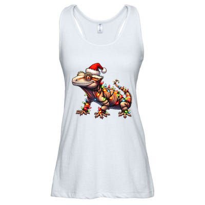 Crested Gecko Lizard Christmas Hat Xmas Ladies Essential Flowy Tank