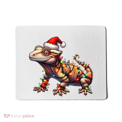 Crested Gecko Lizard Christmas Hat Xmas Mousepad