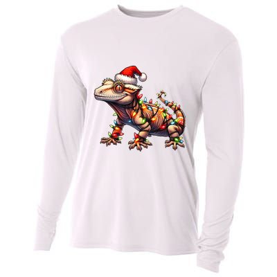 Crested Gecko Lizard Christmas Hat Xmas Cooling Performance Long Sleeve Crew