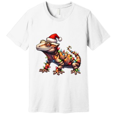 Crested Gecko Lizard Christmas Hat Xmas Premium T-Shirt