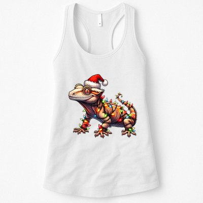 Crested Gecko Lizard Christmas Hat Xmas Womens Tank Top