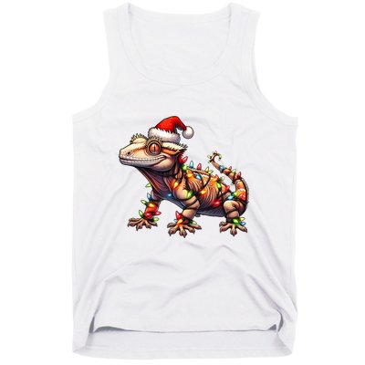 Crested Gecko Lizard Christmas Hat Xmas Tank Top