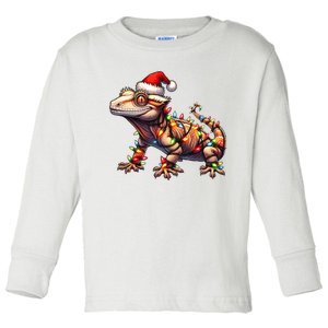 Crested Gecko Lizard Christmas Hat Xmas Toddler Long Sleeve Shirt