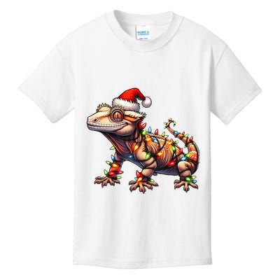 Crested Gecko Lizard Christmas Hat Xmas Kids T-Shirt