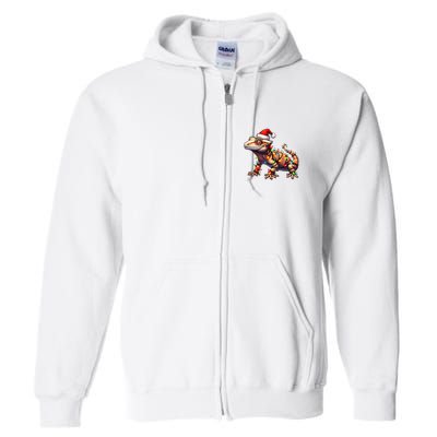 Crested Gecko Lizard Christmas Hat Xmas Full Zip Hoodie