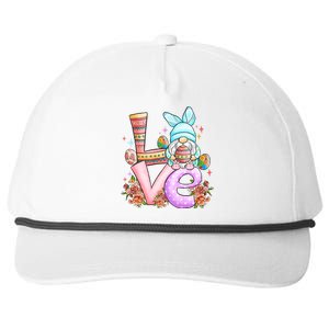 Cute Gnome Love Easter Day Gift Easter Egg Floral Snapback Five-Panel Rope Hat