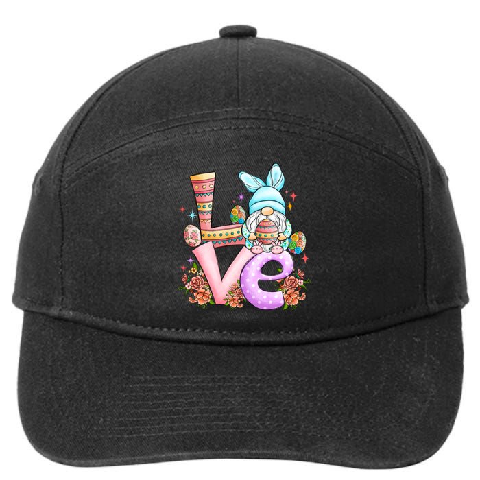 Cute Gnome Love Easter Day Gift Easter Egg Floral 7-Panel Snapback Hat