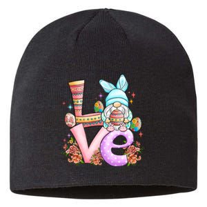 Cute Gnome Love Easter Day Gift Easter Egg Floral Sustainable Beanie