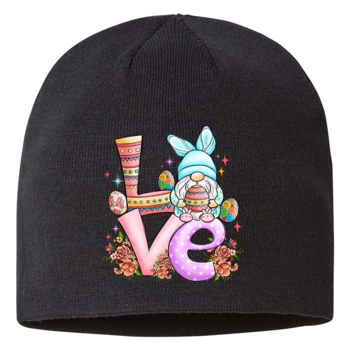 Cute Gnome Love Easter Day Gift Easter Egg Floral Sustainable Beanie