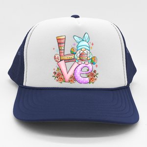 Cute Gnome Love Easter Day Gift Easter Egg Floral Trucker Hat