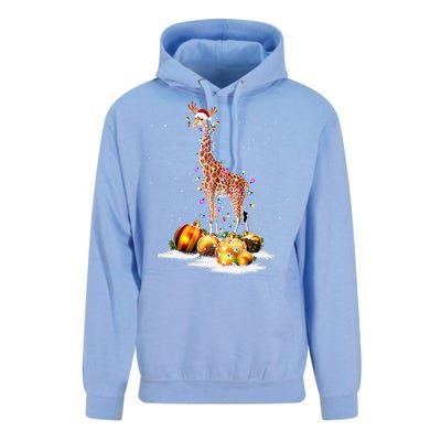 Cute Giraffe Lights Santa Hat Funny Xmas Tree Christmas Unisex Surf Hoodie