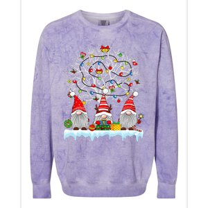 Cute Gnomes Merry Christmas Light Family Gnome Xmas Matching Colorblast Crewneck Sweatshirt