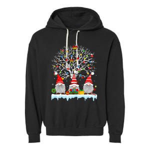 Cute Gnomes Merry Christmas Light Family Gnome Xmas Matching Garment-Dyed Fleece Hoodie