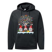 Cute Gnomes Merry Christmas Light Family Gnome Xmas Matching Performance Fleece Hoodie