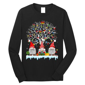 Cute Gnomes Merry Christmas Light Family Gnome Xmas Matching Long Sleeve Shirt