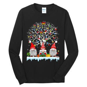 Cute Gnomes Merry Christmas Light Family Gnome Xmas Matching Tall Long Sleeve T-Shirt