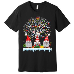 Cute Gnomes Merry Christmas Light Family Gnome Xmas Matching Premium T-Shirt