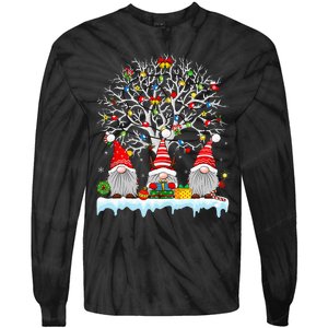 Cute Gnomes Merry Christmas Light Family Gnome Xmas Matching Tie-Dye Long Sleeve Shirt