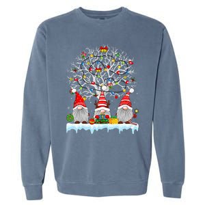 Cute Gnomes Merry Christmas Light Family Gnome Xmas Matching Garment-Dyed Sweatshirt