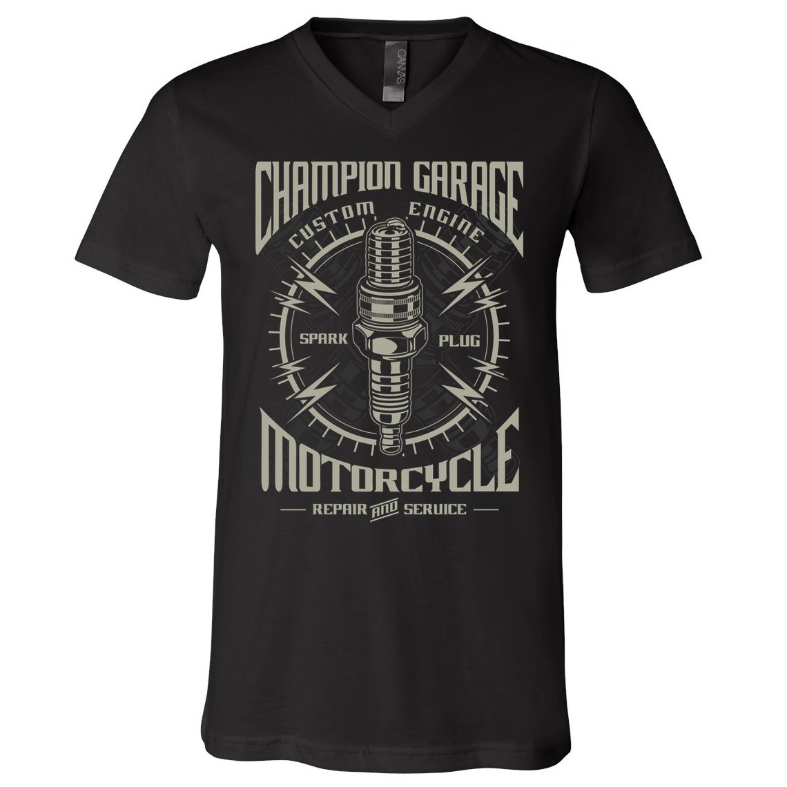 Champion Garage Motorcycle V-Neck T-Shirt