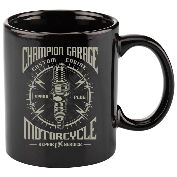 Champion Garage Motorcycle 11oz C Handle Ceramic Mug