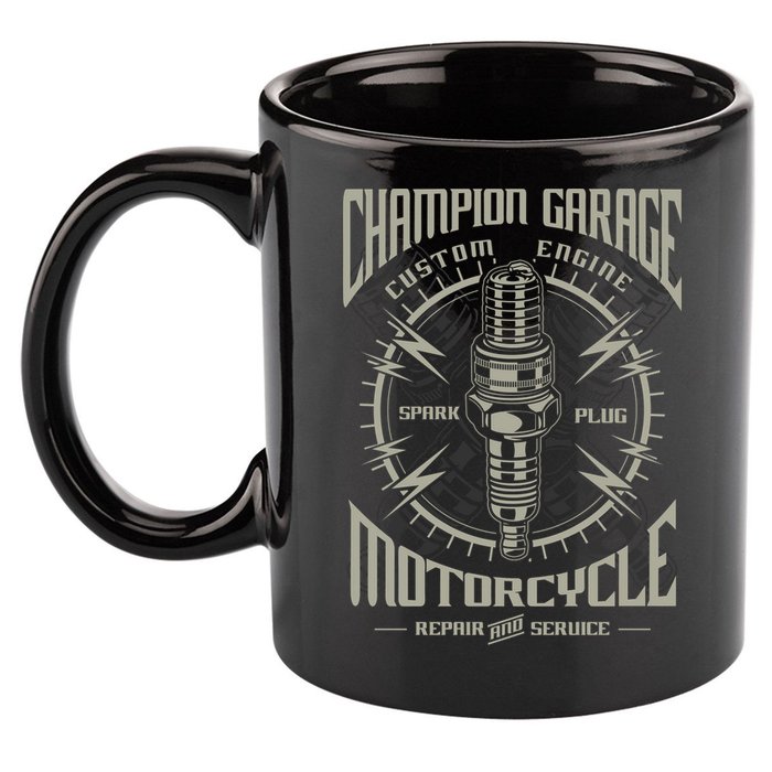 Champion Garage Motorcycle 11oz C Handle Ceramic Mug