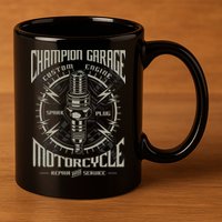 Champion Garage Motorcycle 11oz C Handle Ceramic Mug